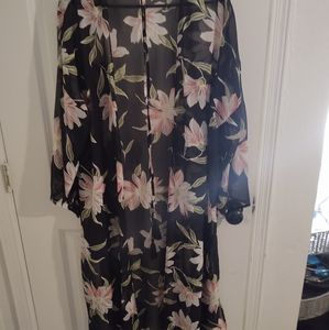 Floral sheer cover up kimono